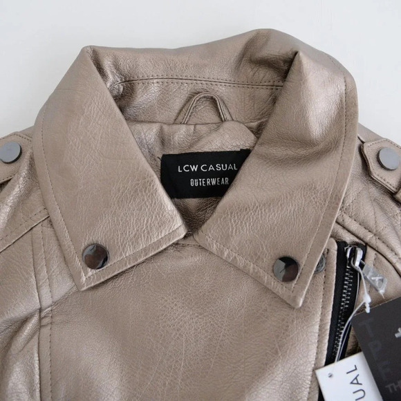 NWT LCW Casual Pewter Metallic Bomber Jacket - Picture 9 of 12